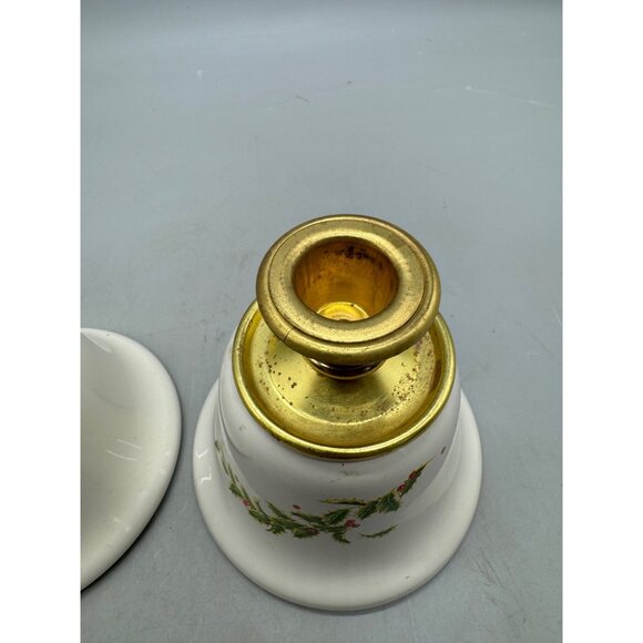 Teleflora Vintage Christmas Holly & Berry Candle Holders Set Of 2 READ - Picture 3 of 9